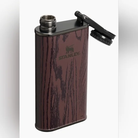 STANLEY The Cheers & Cheer Easy Fill Flask Redwood Woodgrain 8oz - Picture 3 of 3